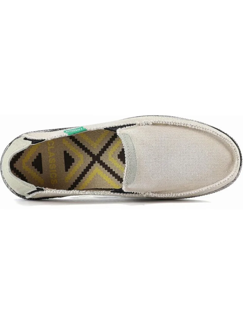 VILOCY Men's Beige White Rubber Canvas Slip On Loafers Vintage Flat Casual Shoes